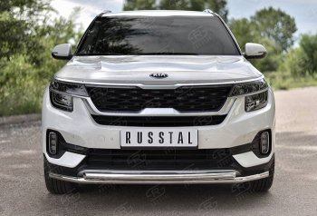 Защита переднего бампера (2 трубы Ø42 мм, нержавейка) Russtal KIA Seltos (2019-2024)