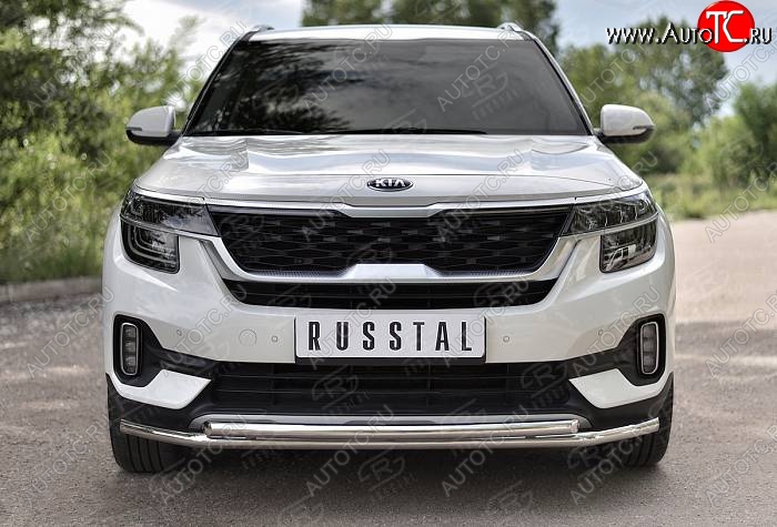 14 599 р. Защита переднего бампера (2 трубы Ø42 мм, нержавейка) Russtal KIA Seltos (2019-2024)  с доставкой в г. Нижний Новгород