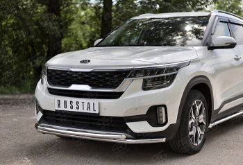 14 599 р. Защита переднего бампера (2 трубы Ø42 мм, нержавейка) Russtal KIA Seltos (2019-2024)  с доставкой в г. Нижний Новгород. Увеличить фотографию 2