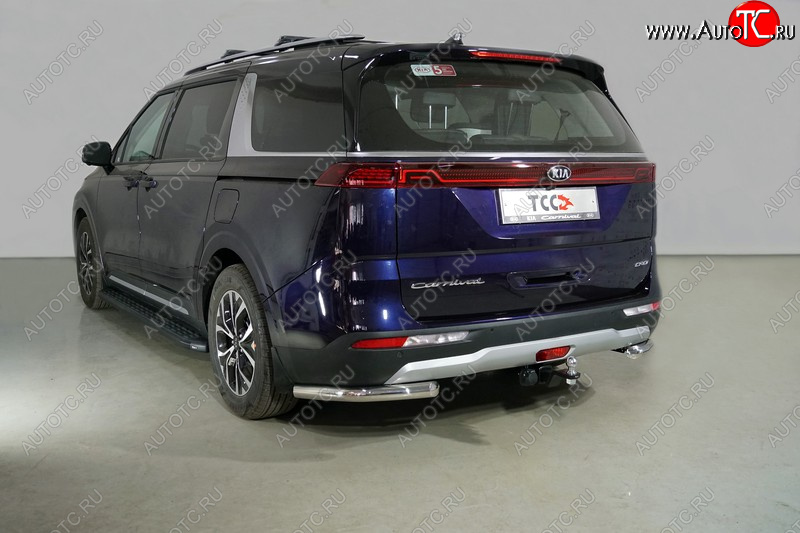 20 749 р. Защита заднего бампера (уголки) 2WD 2.2D ТСС 60,3 мм  KIA Carnival  KA4 (2020-2025) минивэн дорестайлинг, минивэн рестайлинг (длинные)  с доставкой в г. Нижний Новгород