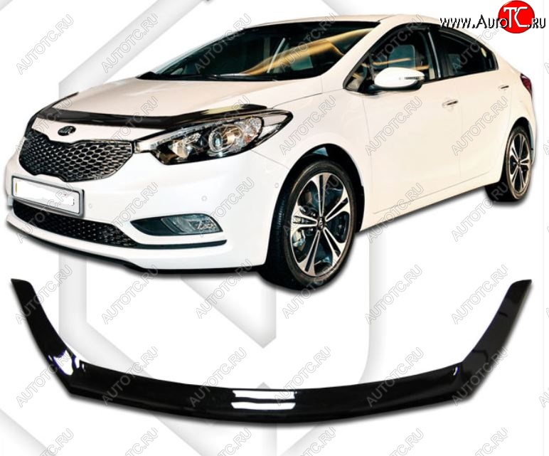 2 199 р. Дефлектор капота CA-Plastiс  KIA Cerato Koup  1 TD (2008-2013) купе (Classic черный, Без надписи)  с доставкой в г. Нижний Новгород