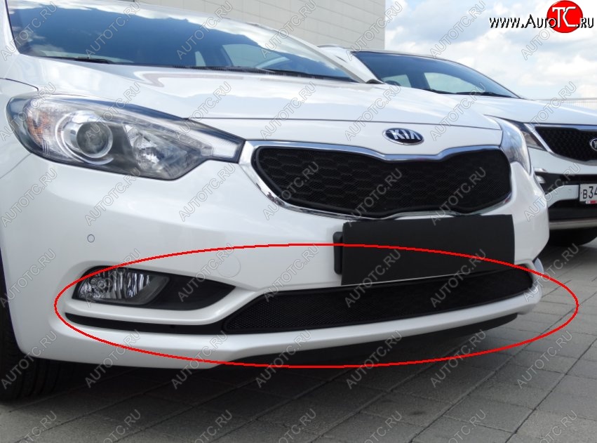 1 469 р. Нижняя защитная сетка на бампер Russtal (черная)  KIA Cerato  3 YD (2013-2016) дорестайлинг седан  с доставкой в г. Нижний Новгород