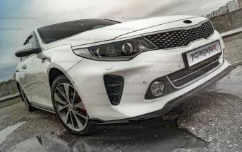 8 499 р. Юбка переднего бампера (только GT-Line бампер) TopKontur Design KIA Optima 4 JF дорестайлинг седан (2016-2018) (Неокрашенная)  с доставкой в г. Нижний Новгород. Увеличить фотографию 2