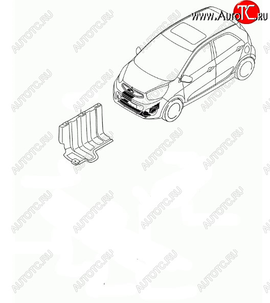 1 849 р. Правый защита двигателя (пыльник) HYUNDAI/KIA/MOBIS KIA Picanto 2 TA хэтчбэк 5 дв. дорестайлинг (2011-2015)  с доставкой в г. Нижний Новгород