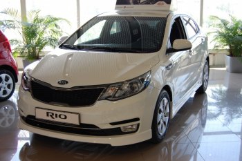 6 699 р. Накладка переднего бампера LitCompany KIA Rio 3 QB рестайлинг седан (2015-2017) (Неокрашенная)  с доставкой в г. Нижний Новгород. Увеличить фотографию 2