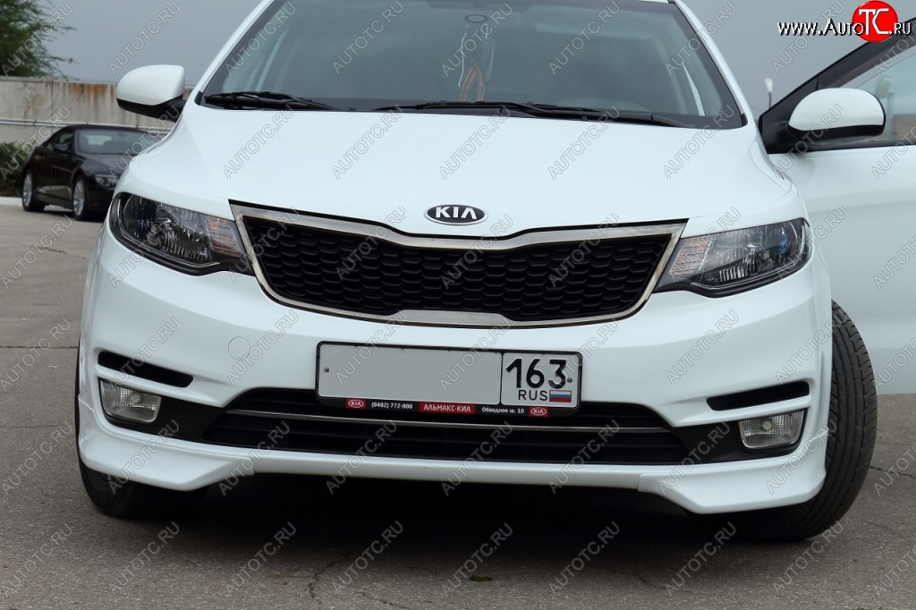 3 799 р. Накладки на передний бампер (рестайлинг) BS KIA Rio 3 QB рестайлинг седан (2015-2017) (Неокрашенная)  с доставкой в г. Нижний Новгород