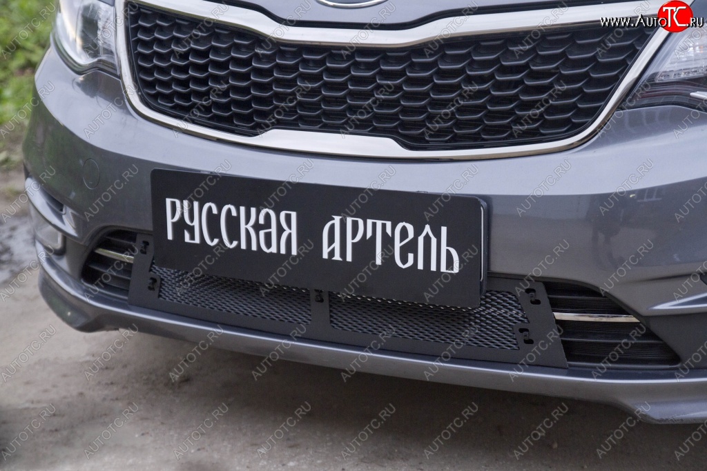 1 649 р. Защитная сетка решетки переднего бампера РА KIA Rio 3 QB рестайлинг седан (2015-2017)  с доставкой в г. Нижний Новгород