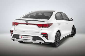 17 999 р. Задний бампер Kudos  KIA Rio  4 FB (2016-2020) дорестайлинг седан (Под парктроник и раздвоенный глушитель, Неокрашенный)  с доставкой в г. Нижний Новгород. Увеличить фотографию 2