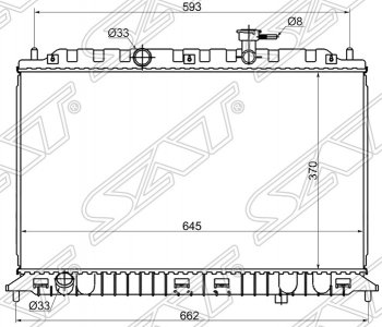 Радиатор двигателя SAT (пластинчатый, 1.4/1.6, МКПП) KIA (КИА) Rio (Рио) ( 2 JB,  4 FB) (2005-2024) 2 JB, 4 FB дорестайлинг седан, дорестайлинг, хэтчбэк 5 дв., рестайлинг, хэтчбэк 5 дв., рестайлинг седан