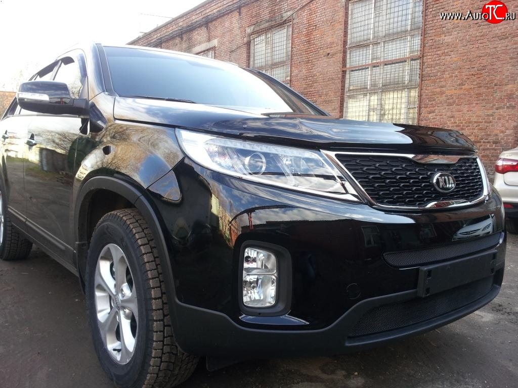 1 299 р. Средняя сетка на бампер Russtal (черная)  KIA Sorento  XM (2012-2015) рестайлинг  с доставкой в г. Нижний Новгород