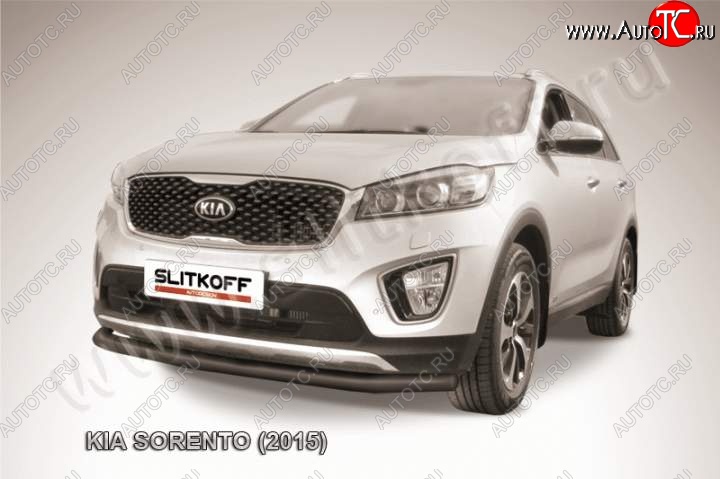 9 999 р. Защита переднего бампера из трубы d57 Slitkoff KIA Sorento UM/Prime дорестайлинг (2014-2018) (Цвет: серебристый)  с доставкой в г. Нижний Новгород