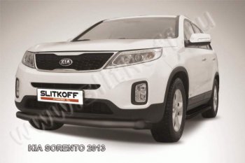 10 649 р. Защита переднего бампера из трубы d76 Slitkoff  KIA Sorento  XM (2012-2015) рестайлинг (Цвет: серебристый)  с доставкой в г. Нижний Новгород. Увеличить фотографию 1