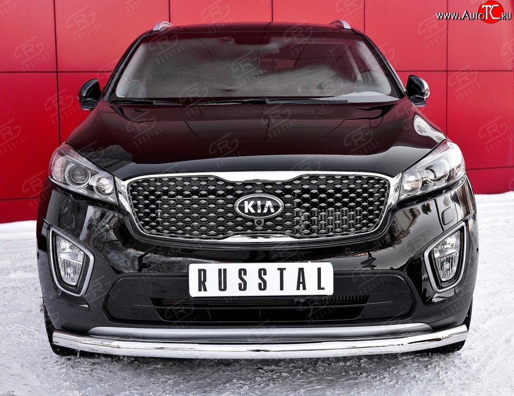 13 549 р. Одинарная защита переднего бампера диаметром 63 мм SLITKOFF KIA Sorento UM/Prime дорестайлинг (2014-2018)  с доставкой в г. Нижний Новгород