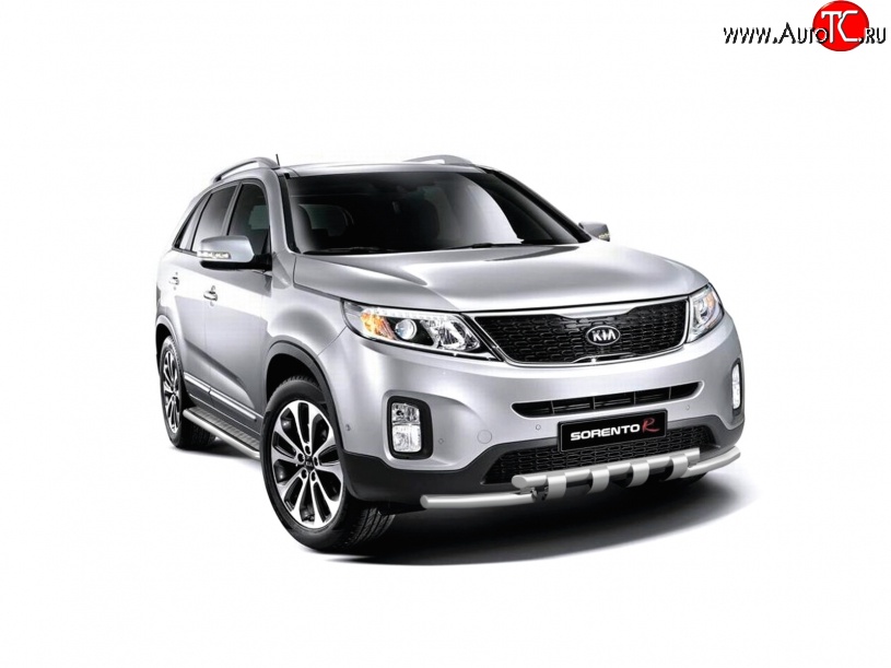 13 499 р. Широкая защита порогов Petroil Tuning KIA Sorento XM рестайлинг (2012-2015) (Нержавеющая полированная сталь)  с доставкой в г. Нижний Новгород