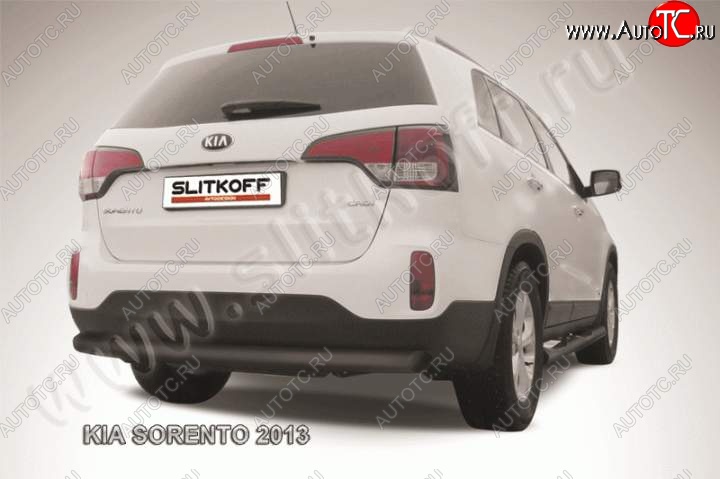 8 999 р. Защита заднего бампера из трубы d76 Slitkoff (длинная) KIA Sorento XM рестайлинг (2012-2015) (Цвет: серебристый)  с доставкой в г. Нижний Новгород