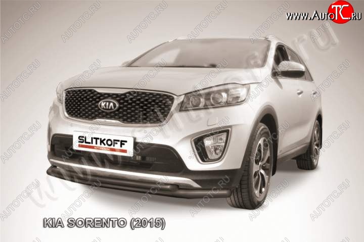 8 449 р. Защита переднего бампера из труб d57+d42 Slitkoff  KIA Sorento  UM/Prime (2014-2018) дорестайлинг (Цвет: серебристый)  с доставкой в г. Нижний Новгород