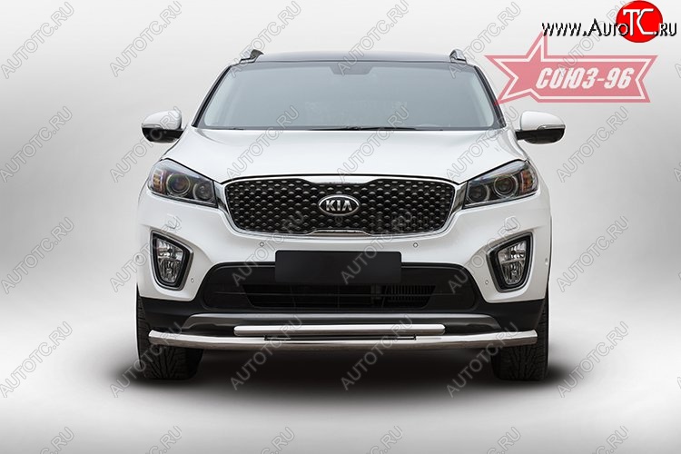 15 569 р. Защита переднего бампера двойная Souz-96 (d60/42) KIA Sorento UM/Prime дорестайлинг (2014-2018)  с доставкой в г. Нижний Новгород