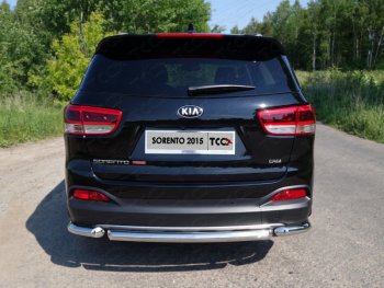 Защита заднего бампера (короткая) ТСС (нержавейка d 60,3 мм) KIA Sorento UM/Prime дорестайлинг (2014-2018)