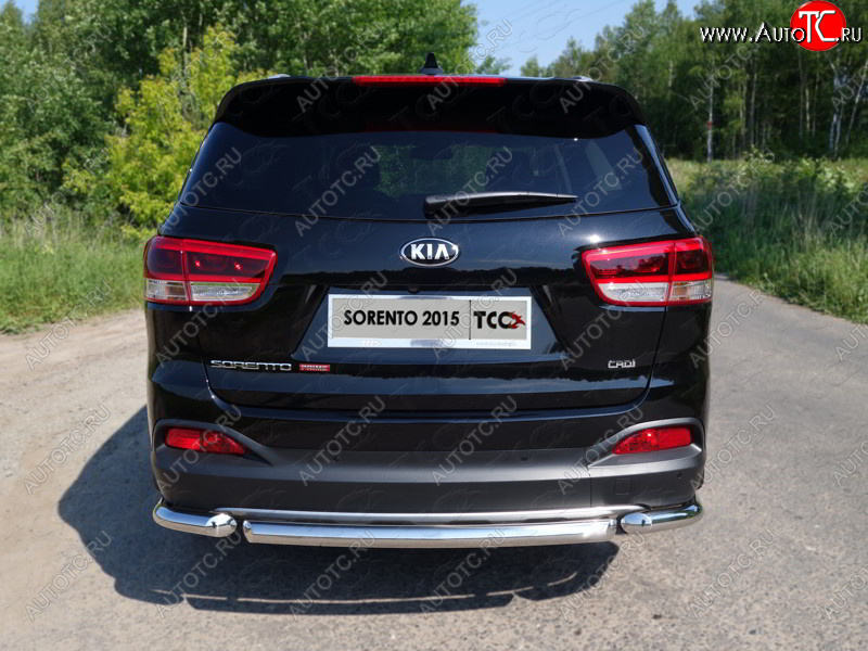 12 299 р. Защита заднего бампера (короткая) ТСС (нержавейка d 60,3 мм)  KIA Sorento  UM/Prime (2014-2018) дорестайлинг  с доставкой в г. Нижний Новгород