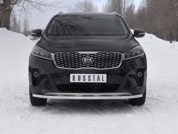 Защита переднего бампера (Ø42 мм, нержавейка) SLITKOFF KIA (КИА) Sorento (соренто)  UM/Prime (2018-2020) UM/Prime рестайлинг