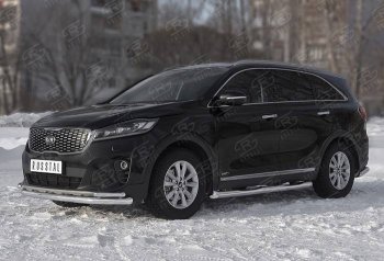 24 999 р. Защита переднего бампера (Ø 63/42 мм с углами, нержавейка) SLITKOFF KIA Sorento UM/Prime рестайлинг (2018-2020)  с доставкой в г. Нижний Новгород. Увеличить фотографию 2