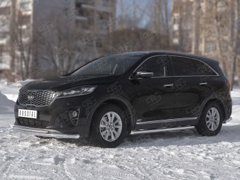 23 999 р. Защита переднего бампера (2 трубы Ø63 и 42 мм, нержавейка) SLITKOFF KIA Sorento UM/Prime рестайлинг (2018-2020)  с доставкой в г. Нижний Новгород. Увеличить фотографию 2