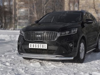 23 999 р. Защита переднего бампера (2 трубы Ø63 и 42 мм, нержавейка) SLITKOFF KIA Sorento UM/Prime рестайлинг (2018-2020)  с доставкой в г. Нижний Новгород. Увеличить фотографию 4