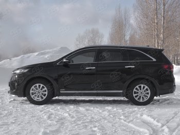 21 749 р. Защита порогов (Ø75x42 мм с проступью, нержавейка) Russtal KIA Sorento UM/Prime рестайлинг (2018-2020)  с доставкой в г. Нижний Новгород. Увеличить фотографию 2