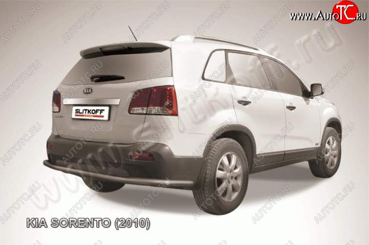 9 549 р. Защита заднего бампера из трубы d57 Slitkoff (длинная) KIA Sorento XM дорестайлинг (2009-2012) (Цвет: серебристый)  с доставкой в г. Нижний Новгород