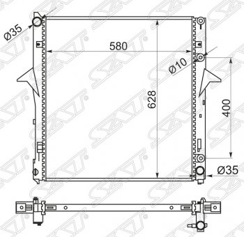 Радиатор двигателя SAT (пластинчатый, 3.3/3.8, МКПП/АКПП) KIA Sorento BL дорестайлинг (2002-2006)