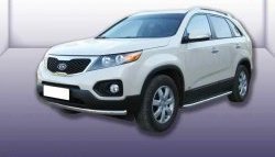 Одинарная защита переднего бампера из трубы диаметром 57 мм Slitkoff KIA (КИА) Sorento (Соренто)  XM (2009-2012) XM дорестайлинг