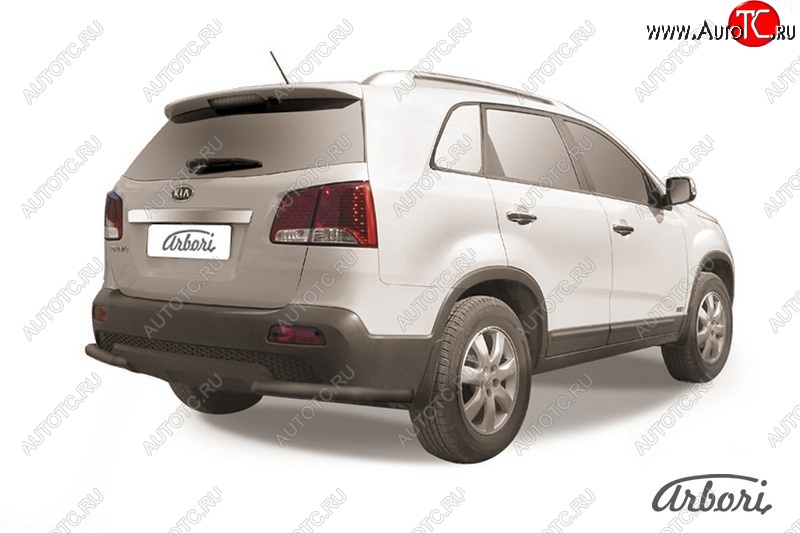 5 399 р. Защита заднего бампера Arbori (уголки, черная, 1 труба d57 mm). KIA Sorento XM дорестайлинг (2009-2012)  с доставкой в г. Нижний Новгород