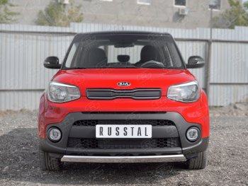 10 349 р. Защита переднего бампера (Ø75х42 мм, нержавейка) Russtal KIA Soul PS дорестайлинг (2014-2016)  с доставкой в г. Нижний Новгород. Увеличить фотографию 2