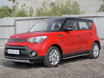 10 349 р. Защита переднего бампера (Ø75х42 мм, нержавейка) Russtal KIA Soul PS дорестайлинг (2014-2016)  с доставкой в г. Нижний Новгород. Увеличить фотографию 3