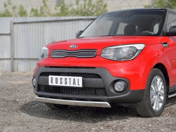 10 349 р. Защита переднего бампера (Ø75х42 мм, нержавейка) Russtal KIA Soul PS дорестайлинг (2014-2016)  с доставкой в г. Нижний Новгород. Увеличить фотографию 4