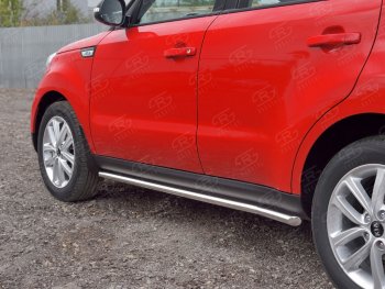 Защита порогов из круглой трубы диаметром 42 мм SLITKOFF v1 KIA (КИА) Soul (Сол)  PS (2014-2016) PS дорестайлинг