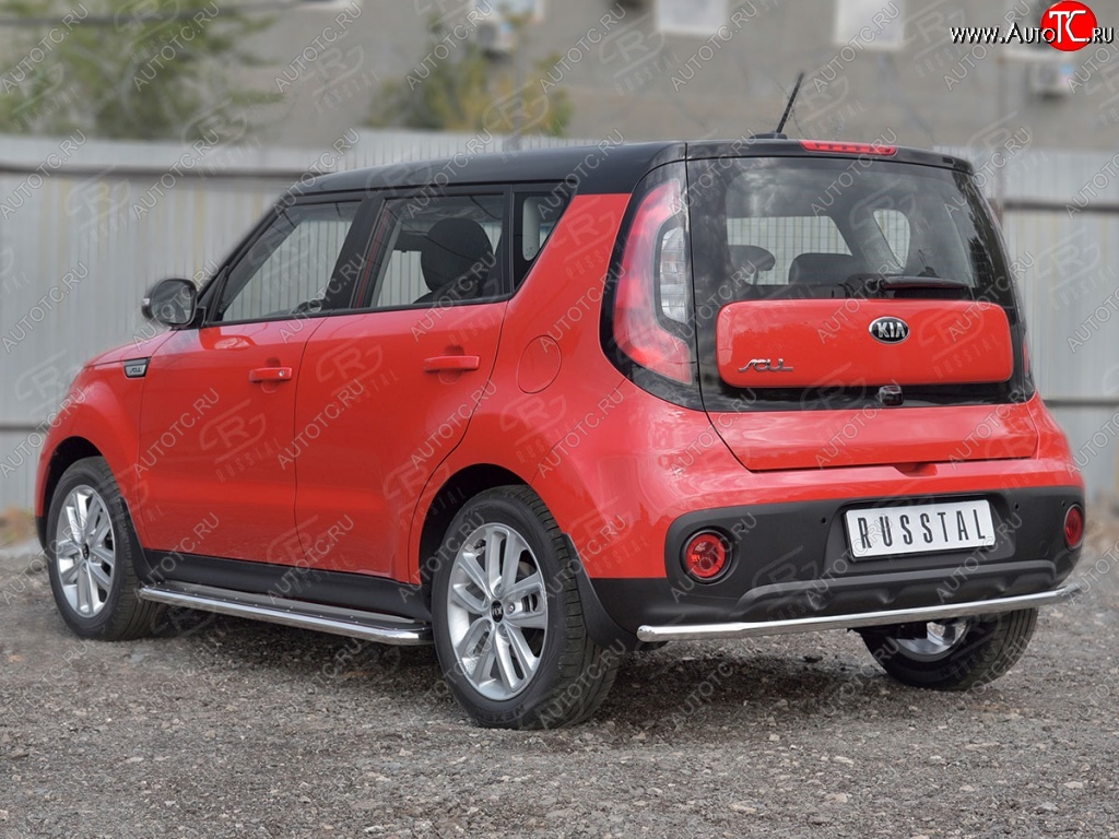 14 499 р. Одинарная защита заднего бампера диаметром 42 SLITKOFF KIA Soul PS дорестайлинг (2014-2016)  с доставкой в г. Нижний Новгород