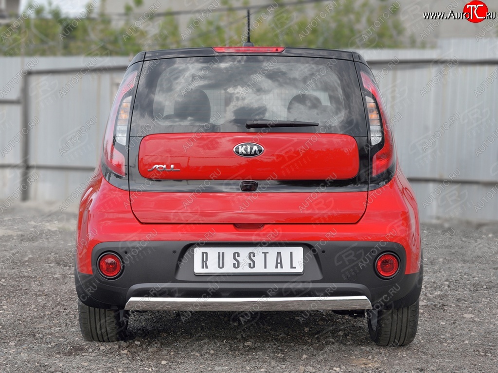 10 349 р. Защита заднего бампера (Ø75x42 мм, нержавейка) Russtal  KIA Soul  PS (2014-2016) дорестайлинг  с доставкой в г. Нижний Новгород