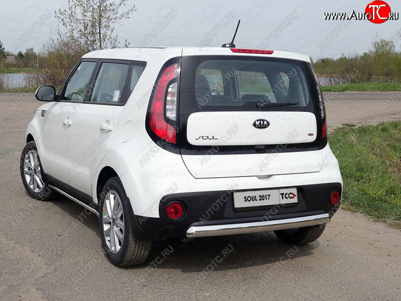 14 999 р. Защита заднего бампера (овальная) ТСС (нержавейка d75х42 мм)  KIA Soul  PS (2017-2019) рестайлинг  с доставкой в г. Нижний Новгород