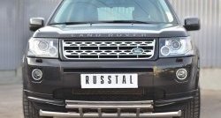 19 649 р. Защита переднего бампера (2 трубыØ63 и 42 мм, нержавейка) Russtal Land Rover Freelander L359 дорестайлинг (2006-2010)  с доставкой в г. Нижний Новгород. Увеличить фотографию 2