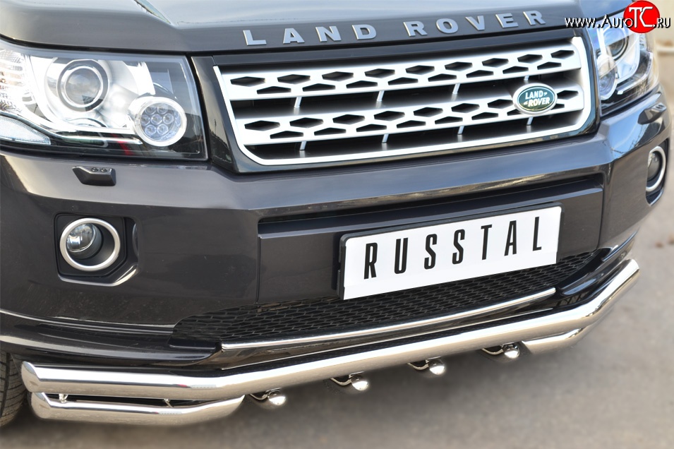 39 999 р. Защита переднего бампера (Ø63 мм с зубами, нержавейка) SLITKOFF  Land Rover Freelander  L359 (2010-2012) 1-ый рестайлинг  с доставкой в г. Нижний Новгород