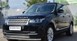 20 449 р. Защита переднего бампера (2 трубыØ63 и 42 мм, нержавейка) SLITKOFF Land Rover Range Rover 4 L405 дорестайлинг (2012-2017)  с доставкой в г. Нижний Новгород. Увеличить фотографию 4