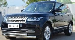 23 649 р. Защита переднего бампера (2 трубыØ76 и 63 мм, нержавейка) SLITKOFF Land Rover Range Rover 4 L405 дорестайлинг (2012-2017)  с доставкой в г. Нижний Новгород. Увеличить фотографию 3