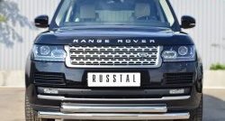 23 649 р. Защита переднего бампера (2 трубыØ76 и 63 мм, нержавейка) SLITKOFF Land Rover Range Rover 4 L405 дорестайлинг (2012-2017)  с доставкой в г. Нижний Новгород. Увеличить фотографию 4