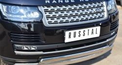 27 649 р. Защита переднего бампера (2 трубыØ75х42 мм, нержавейка) Russtal Land Rover Range Rover 4 L405 дорестайлинг (2012-2017)  с доставкой в г. Нижний Новгород. Увеличить фотографию 2