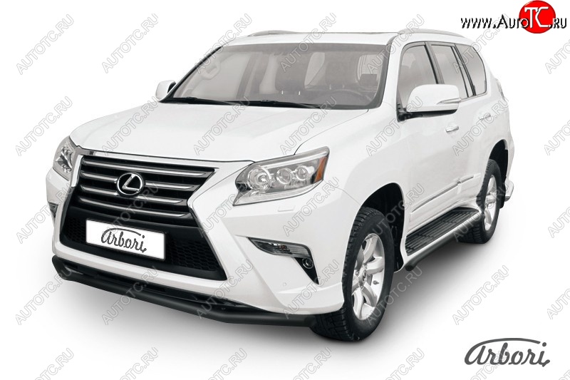 10 169 р. Защита переднего бампера Arbori (черная, 1 труба d57 mm). Lexus GX460 J150 1-ый рестайлинг (2013-2019)  с доставкой в г. Нижний Новгород