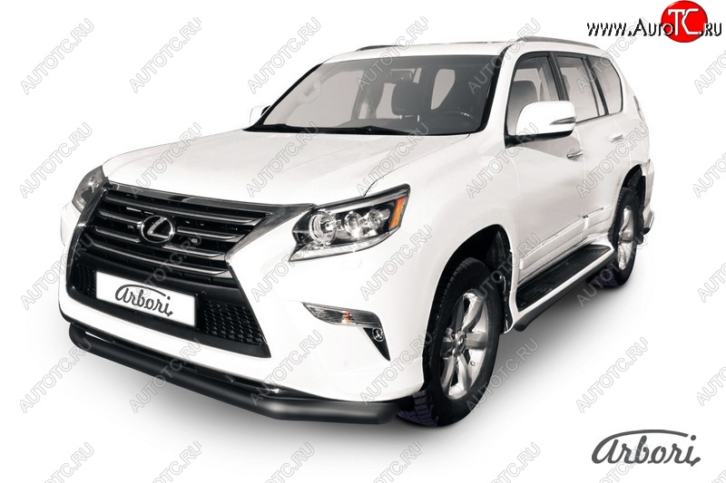 11 339 р. Защита переднего бампера Arbori (черная, 1 труба d76 mm). Lexus GX460 J150 1-ый рестайлинг (2013-2019)  с доставкой в г. Нижний Новгород