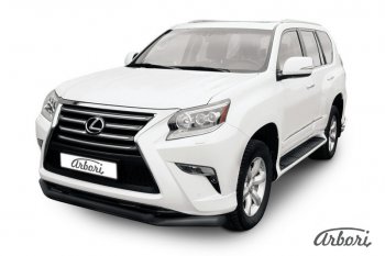 Защита переднего бампера Arbori (черная, 2 трубы d76 и 57 mm) Lexus GX460 J150 1-ый рестайлинг (2013-2019)