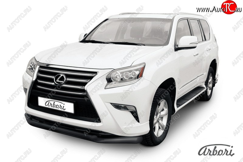 13 499 р. Защита переднего бампера Arbori (черная, 2 трубы d76 и 57 mm) Lexus GX460 J150 1-ый рестайлинг (2013-2019)  с доставкой в г. Нижний Новгород