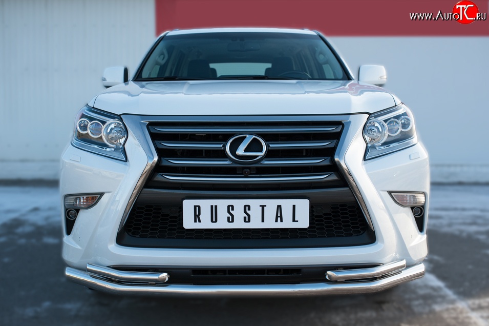 16 799 р. Защита переднего бампера (2 трубыØ63 и 42 мм, нержавейка) SLITKOFF  Lexus GX460  J150 (2013-2022) 1-ый рестайлинг, 2-ой рестайлинг  с доставкой в г. Нижний Новгород